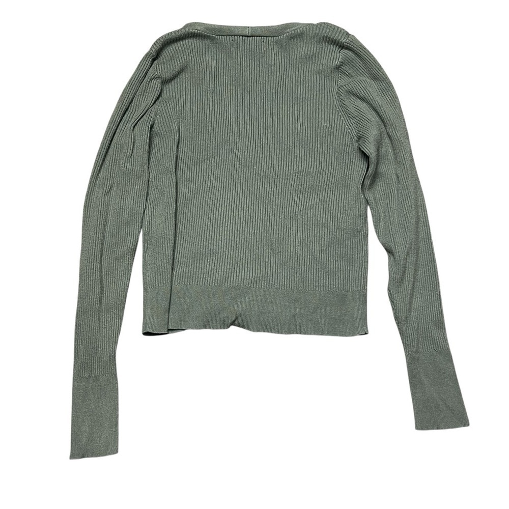 Abercrombie And Fitch Ribbed Cardigan Sweater Green Heritage Size Medium - Picture 2 of 6